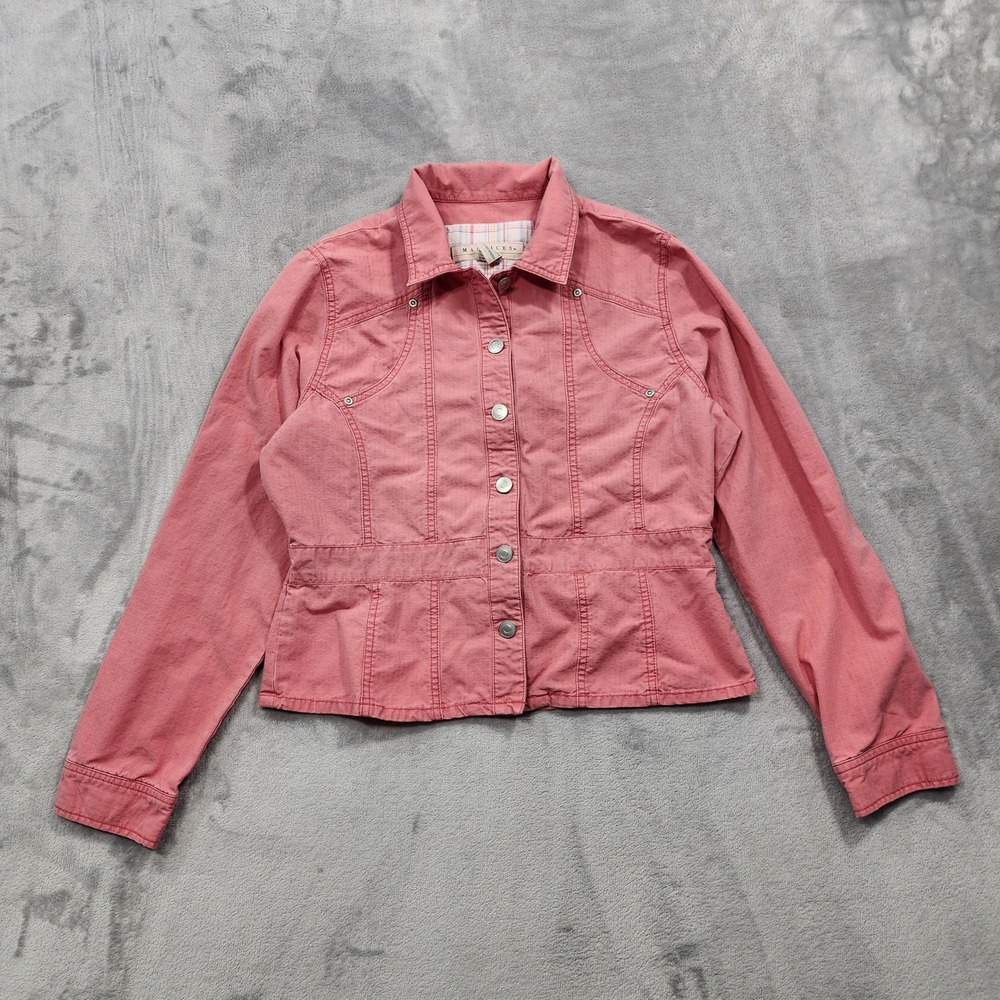 Vintage Maurices Jacket Womens M Pink Ripstop Cotton‎ Preppy Gorpcore Casual Y2K
